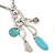 Long Mesh Chain with Turquoise Bead, Metal Ring Tassel Pendant In Silver Tone - 70cm L/ 12cm Tassel - view 3