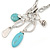 Long Mesh Chain with Turquoise Bead, Metal Ring Tassel Pendant In Silver Tone - 70cm L/ 12cm Tassel - view 4