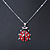 Cute Diamante Black, Red Enamel Ladybug Pendant On Silver Tone Chain - 40cm Length/ 4cm Extension - view 2