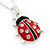 Cute Diamante Black, Red Enamel Ladybug Pendant On Silver Tone Chain - 40cm Length/ 4cm Extension - view 3