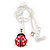 Cute Diamante Black, Red Enamel Ladybug Pendant On Silver Tone Chain - 40cm Length/ 4cm Extension - view 4
