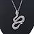 Swarovski Crystal 'Snake' Pendant With Long Silver Tone Chain - 66cm Length/ 10cm Extension - view 2