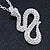 Swarovski Crystal 'Snake' Pendant With Long Silver Tone Chain - 66cm Length/ 10cm Extension - view 8