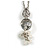 Vintage Inspired Transparent Glass Bead Pendant With Antique Silver Tone Chain - 38cm Length/ 8cm Extension - view 5