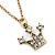 Small Crystal Crown Pendant With 38cm L/ 7cm Ext Gold Tone Chain - view 6