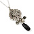 Vintage Inspired Flower And Charms Pendant With Silver Tone Chain - 38cm Length/ 8cm Extension - view 2