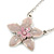Pink Enamel Flower Pendant With Silver Tone Chain - 36cm Length/ 7cm Extension - view 2