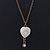 Vintage Inspired Small Cream Enamel Heart Pendant With Long Bronze Tone Chain - 68cm Length/ 8cm Extension - view 2