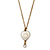 Vintage Inspired Small Cream Enamel Heart Pendant With Long Bronze Tone Chain - 68cm Length/ 8cm Extension - view 3