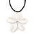 White Enamel 'Daisy' Pendant With Waxed Cotton Cord In Silver Tone - 38cm Length/ 7cm Extension - view 2