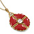 Red Enamel Medallion Pendant With Gold Tone Chain - 40cm L/ 6cm Ext - view 2