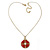 Red Enamel Medallion Pendant With Gold Tone Chain - 40cm L/ 6cm Ext - view 3