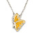 Yellow Enamel Butterfly Pendant With Silver Tone Chain - 38cm Length/ 7cm Extension