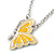 Yellow Enamel Butterfly Pendant With Silver Tone Chain - 38cm Length/ 7cm Extension - view 3