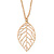 Filigree Leaf Pendant With Long Gold Tone Chain - 58cm L