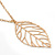 Filigree Leaf Pendant With Long Gold Tone Chain - 58cm L - view 2