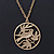 Matt Gold Tone Bird Medallion Pendant With Long Chain - 70cm L - view 2