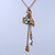 Vintage Inspired Flower, Leaf, Freshwater Pearl Charms Necklace In Antique Gold Metal - 38cm Length/ 8cm Extension - view 4