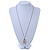 Matte Gold Tone Crystal Square Pendant With Long Chain - 70cm Length/ 7cm Extension - view 5