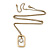 Matte Gold Tone Crystal Square Pendant With Long Chain - 70cm Length/ 7cm Extension - view 3
