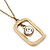 Matte Gold Tone Crystal Square Pendant With Long Chain - 70cm Length/ 7cm Extension - view 2