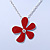 Red Enamel Flower Pendant With Silver Tone Oval Link Chain - 40cm Length/ 7cm Extension - view 8