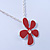 Red Enamel Flower Pendant With Silver Tone Oval Link Chain - 40cm Length/ 7cm Extension - view 5
