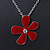Red Enamel Flower Pendant With Silver Tone Oval Link Chain - 40cm Length/ 7cm Extension - view 7