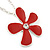 Red Enamel Flower Pendant With Silver Tone Oval Link Chain - 40cm Length/ 7cm Extension - view 2
