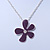 Purple Enamel Flower Pendant With Silver Tone Oval Link Chain - 40cm Length/ 7cm Extension - view 9