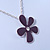 Purple Enamel Flower Pendant With Silver Tone Oval Link Chain - 40cm Length/ 7cm Extension - view 6