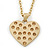 Matt Gold with Champagne Crystal Heart Pendant with Chain - 70cm L