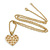 Matt Gold with Champagne Crystal Heart Pendant with Chain - 70cm L - view 4