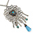 Vintage Inspired Filigree, Crystal Pendant With Light Blue Beaded Chain In Pewter Tone - 44cm Length/ 7cm Extender - view 5