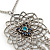 Vintage Inspired Filigree, Crystal Pendant With Light Blue Beaded Chain In Pewter Tone - 44cm Length/ 7cm Extender - view 3