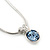 7mm Light Blue Round Crystal Pendant With Silver Tone Snake Chain - 36cm Length/ 5cm Extension - view 2