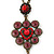 Vintage Inspired Red/ Cranberry Charm Heart Pendant With Double Bronze Tone Chains - 44cm L/ 7cm Ext - view 3