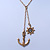 Vintage Inspired 'Anchor & Steer Wheel' Pendant With Burn Gold Chain Necklace - 36cm Length/ 8cm Extension - view 4