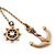 Vintage Inspired 'Anchor & Steer Wheel' Pendant With Burn Gold Chain Necklace - 36cm Length/ 8cm Extension - view 2
