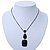 Victorian Style Black Acrylic Square Pendant With Gun Metal Chain Necklace - 38cm Length/ 5cm Extension - view 3