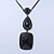 Victorian Style Black Acrylic Square Pendant With Gun Metal Chain Necklace - 38cm Length/ 5cm Extension - view 8