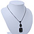 Victorian Style Black Acrylic Square Pendant With Gun Metal Chain Necklace - 38cm Length/ 5cm Extension - view 9