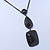 Victorian Style Black Acrylic Square Pendant With Gun Metal Chain Necklace - 38cm Length/ 5cm Extension - view 10
