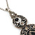 Victorian Style Black Enamel, Floral Charm Pendant With 80cm L Pewter Tone Chain - view 9