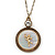Long Vintage Inspired Mother of Pearl Cupid Love Angel Pendant On Burnt Gold Chain Necklace - 72cm L/ 8cm Ext