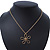 Open Hammered Daisy Flower Pendant With Gold Tone Chain - 38cm Length/ 8cm Extension - view 7