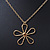 Open Hammered Daisy Flower Pendant With Gold Tone Chain - 38cm Length/ 8cm Extension - view 6