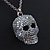 AB Crystal Skull Pendant With 40cm L/ 5cm Ext Silver Tone Chain - view 7