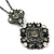 Victorian Style Crystal Double Square Pendant With 44cm L Gun Metal Chain - view 2
