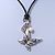 Vintage Inspired Crystal Butterfly & Bead Pendant On Black Waxed Cord - 36cm Length/ 8cm Extension - view 5